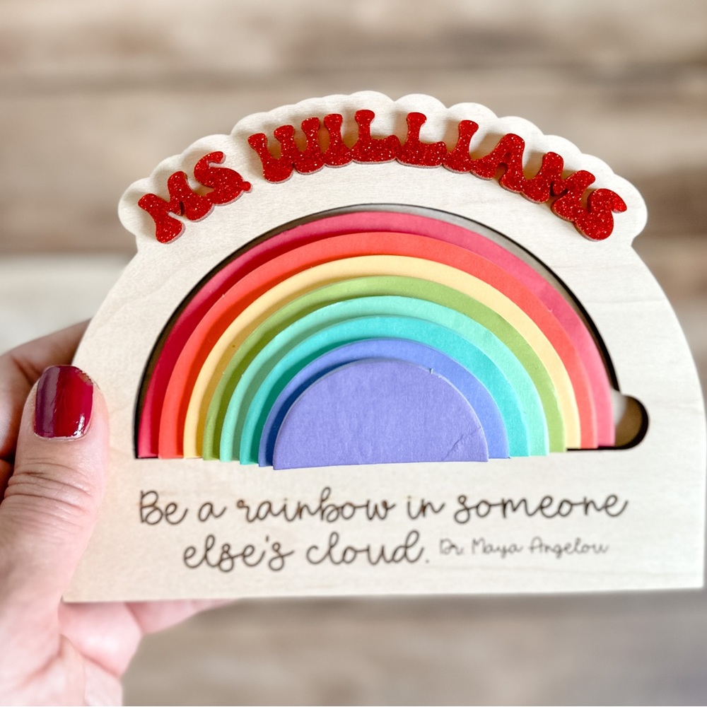 Sticky Notepad Holder Rainbow, Teacher Appreciation, Notepad Holder